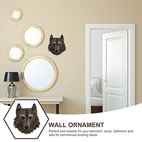 Wakauto Resin Wall Artware Animal Head Wall Decor Animal Head Wall Sculpture Wall Hanging Decoration Resin Animal Figurines Animal Head Statue Home Decor (Wolf Head) Animal Hanging Pendant #TOP4