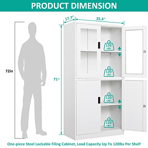 Sisesol Storage Cabinet With Doors And Shelves,Display Cabinet With Glass Doors, Freestanding Kitchen Pantry Cabinet With Glass Doors And Shelves For Home Office, Pantry,Kitchen Bathroom #TOP2