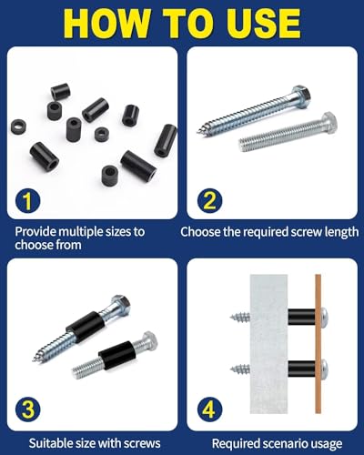 320 Stück Abstandshalter Schwarz, Leryati M3 M4 ABS Distanzhülsen Kunststoff, Distanzscheiben ohne Gewinde Säulen Abstandshülsen Lsolierung Beilagscheiben, Nylon Unterlegscheiben Gewindehülsen