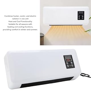 VELATEMOR Chauffage mural et climatiseur 2 en 1 double fonction unité de refroidissement et de chauffage avec télécommande, pas d'installation pour salle de bain/chambre à coucher (42 cm compact