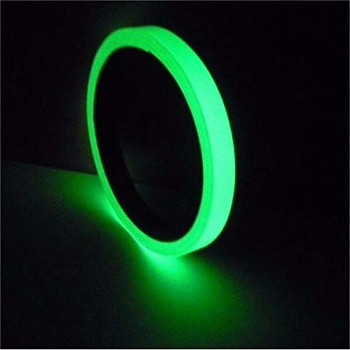 ErYao Glow in The Dark Tape Luminous Photoluminescent, Luminescent Emergency Roll Safety Egress Markers for Stairs, Walls, Steps, Exit Sign. Glowing Pro Theatre Stage Floor, 10m (White, 2cm Width)