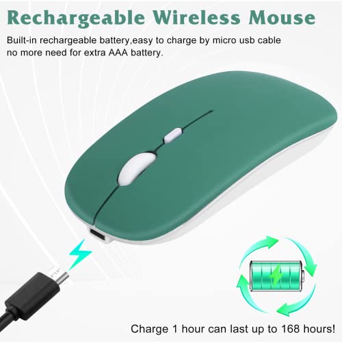 Image of UrbanX 2.4GHz & Bluetooth Mouse, Rechargeable Wireless Mouse for Fire HD 10 Tablet Bluetooth Wireless Mouse for Laptop /PC /Mac /pro /Computer /Tablet /Android Jade Green