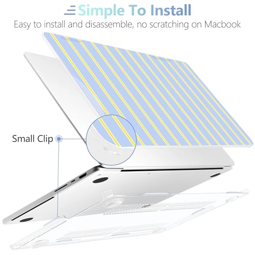 Image of MEEgoodo Case for MacBook Pro 16 inch 2026 2024 2023 2021,Laptop Shell Compatible with M5 M4 M3 M2 M1 Pro /Max Chip,Fit Model A3429 /A3428 /A3403 /A3186 /A2991 /A2780 /A2485,Yellow&White Stripes