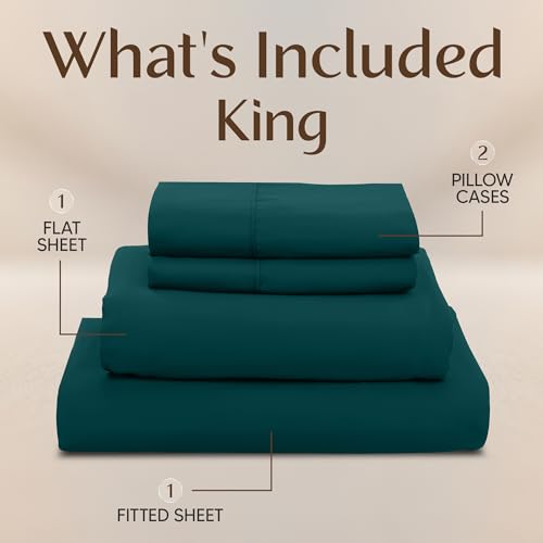 Image of Utopia Bedding King Size Sheet Set - 4 Piece Bed Sheets, Soft and Breathable Microfiber, Includes 1 Fitted Sheet, 1 Flat Sheet and 2 Pillowcases - Oeko Tex (Teal Green)