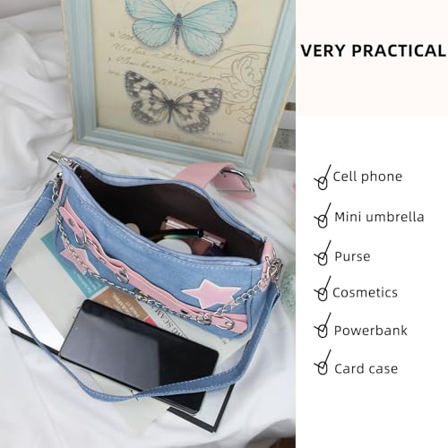 Women’s Shoulder Bag, Ladies Handbags with Handheld Chain and Detachable Shoulder Strap, Crescent Bag with Zipper4