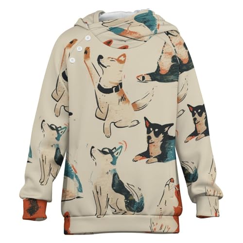 Yoga Dogs Poses (2) Children's Raglan Sleeve Hoodie, Suitable for Home And Outdoor Use8-9Y