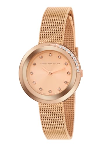 Image of French Connection Sunray Rose Round Dial with Rose Leather Strap Watch for Womens - FCO1RGM