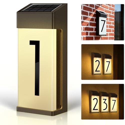 GardenFlow Solar Lighted House Number Aluminum Glass