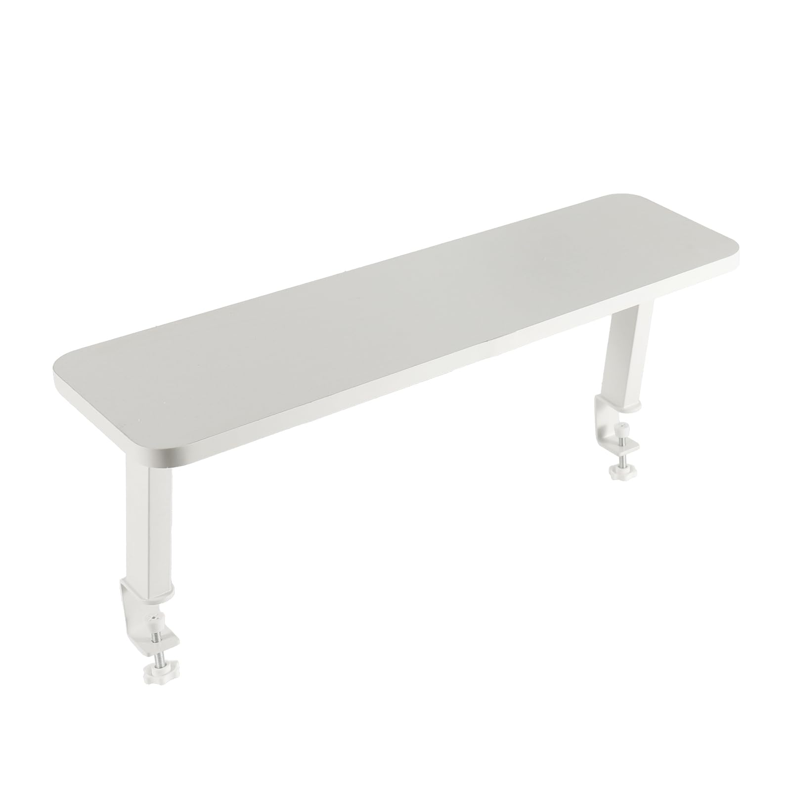 Supporto Rialzato Monitor Ergonomico Acciaio 60x20cm, Fissaggio a Morsetto per Scrivanie 15-35mm (Bianco)
