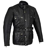 Schnallenverschluss am Kragen - Ledergürtel an der Taille mit 5 Gürtelschlaufen aus Leder.