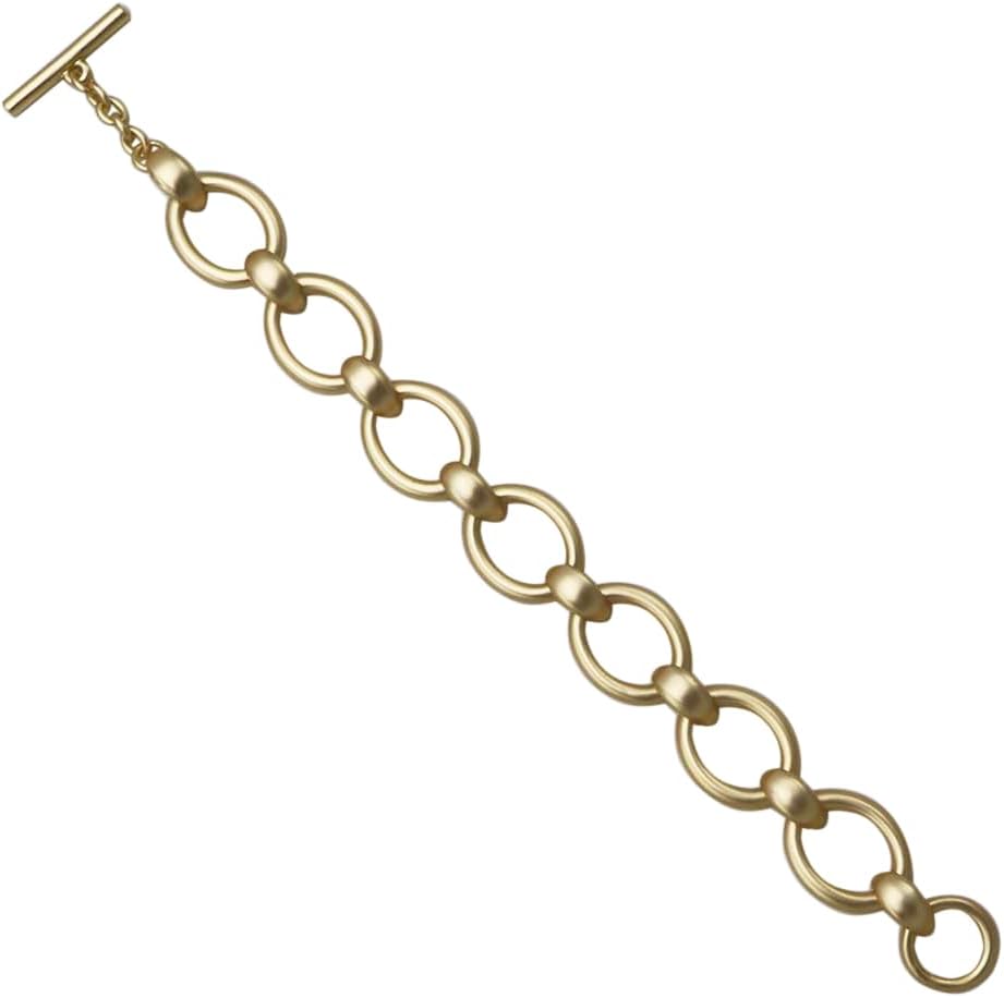 Rosemarie & Jubalee Chunky Link Chain Bracelet, Matte Gold,Toggle Clasp, Fashion Statement Jewelry, 7.5 Inch