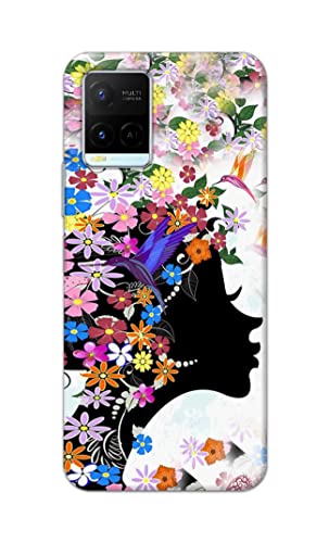 Image of Printed Hard Back Cover Case for Vivo Y21 | Y21T | Y21s | Y21e | Y21A | Y21G Back Cover (Floral Hairstyle Girl) -1803