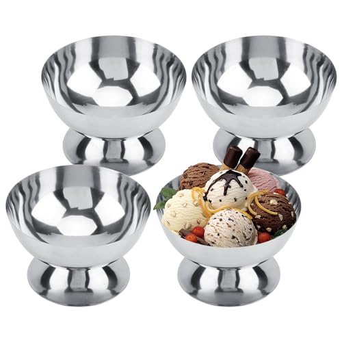 Hapivida Coupe à Glace, 200ml Bol à Crème Glacée Coupes à Dessert en Acier Inoxydable Coupe à Crème de Yaourt Bols à Dessert Verre à Champagne pour...