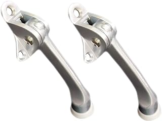 QCAA Heavy Duty Kickdown Door Stopper, 4", Zinc Die Cast, Satin Chrome, 2 Pack, Made in Taiwan
