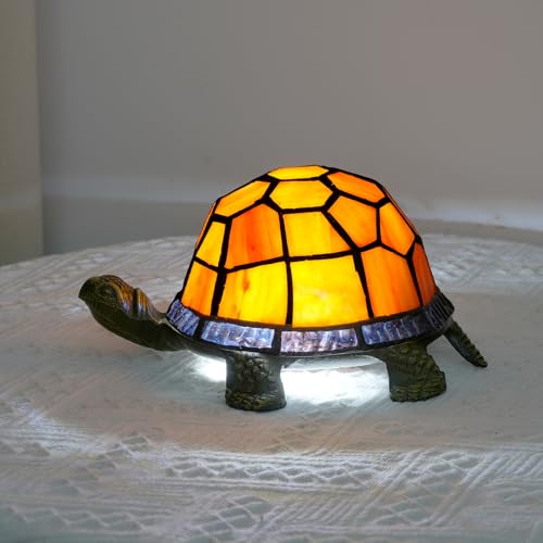 NUODITOS Tiffany pomarańczowa lampka nocna w stylu retro, dekoracyjna, jedyna w swoim rodzaju, mała lampka nocna, estetyczna urocza, dla dzieci, dziewcząt, vintage, na biurko