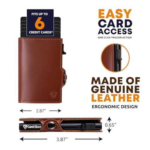 Card Blocr for MagSafe Wallet, Strongest Magnetic Wallet for 16/15/14/13/12 Series, 6 Card Holder, Magnetic Phone Wallets, Brown Leather Minimalist Slim RFID for MagSafe Wallet for Men or Women - Thumbnail 2