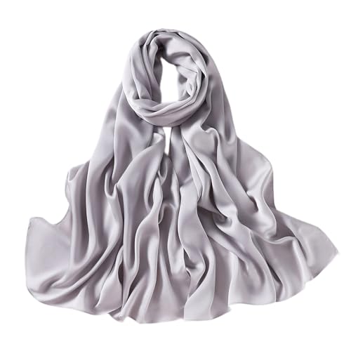 Lina & Lily Women's Silky Satin Scarf Shawl Wrap for Wedding Evening Dress (Silver)