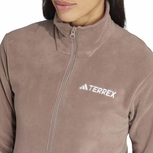 adidas Women's Terrex Multi Essentials Full Zip Fleece Jacket, Trace Brown, XL