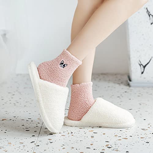 Jinny's Shoppe Women's Soft Fuzzy Fleece Warm Winter Ankle Socks Gift Set with Cute Character Embroidery 5 pack3