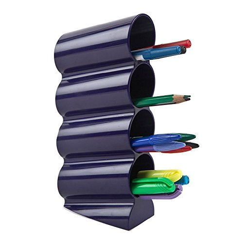 Ideas Wave soporte para bolígrafos lápices soporte 4 división para escritorio portapapeles caso corto bolígrafos, color morado