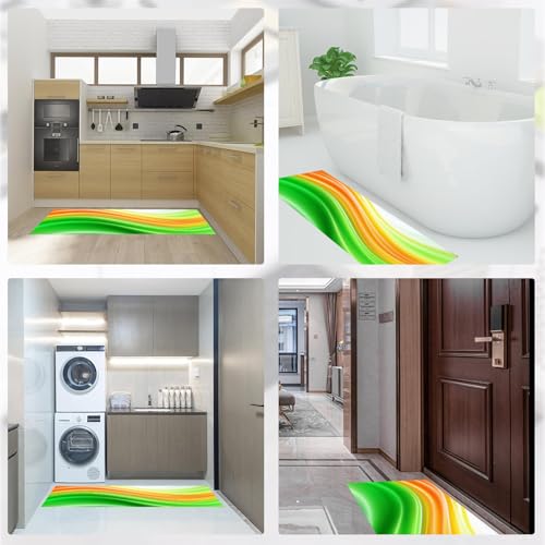 Alfombras de cocina de 2 piezas con diseño degradado verde amarillo 7