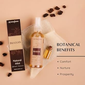 Benzoin Natural Resin Mist Spray by Aromafume | 100 ml / 3.3oz | Ideal for spirituality, prayer & rituals | Made with Benzoin Resin from Indonesia | Non-alcoholic, non-toxic & vegan
