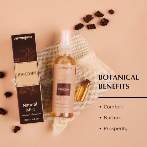 Benzoin Natural Resin Mist Spray by Aromafume | 100 ml / 3.3oz | Ideal for spirituality, prayer & rituals | Made with Benzoin Resin from Indonesia | Non-alcoholic, non-toxic & vegan