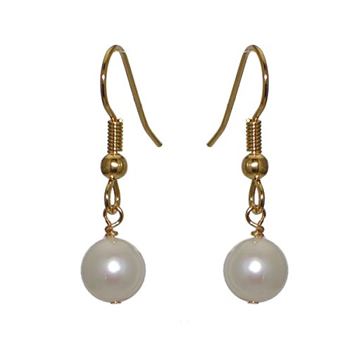FRESCA UNO Gold Plated 8mm Freshwater Pearl Hook Earrings