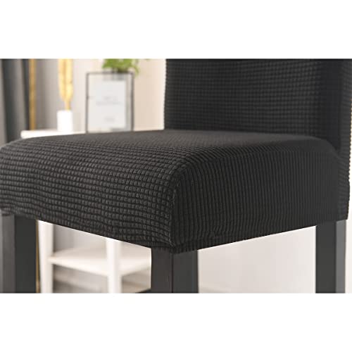 Housse de chaise extensible beige pour tabouret de bar et dossier bas (Lot de 2) - 8