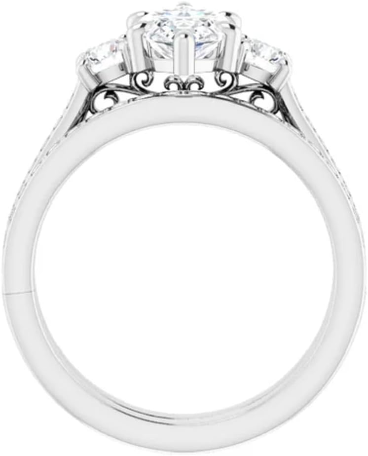 Solitaire Moissanite Engagement Ring Set, 1CT-5CT Marquise Cut Moissanite Diamond Bridal Wedding Ring Set for Women, VVS1 Colorless, 10K 14K 18K Solid Gold, 925 Silver