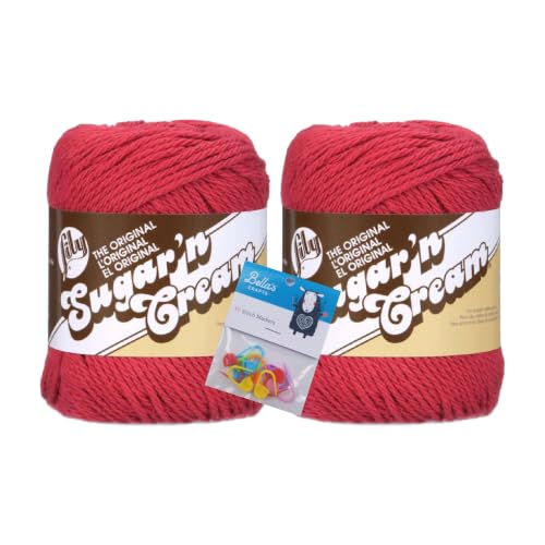 Image of Lily Sugar'n Cream Cotton Yarn Bundle with BC Markers (2, Country Red)