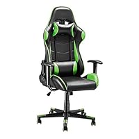 Panana Gaming Chair, Racing Style Office High Back Ergonomic Conference Work Chair Reclining Computer PC Swivel Desk Chair with Headrest&Lumbar Cushion 170 Degree Reclining Angle (Green)