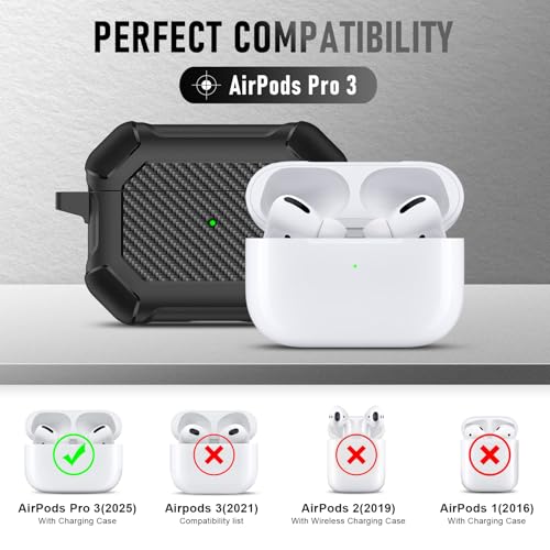 Image of Compatible with Airpods Pro 3 Case(2025),for Airpods Pro 3rd Generation Cases Cover with Keychain Cleaner Kit Soft Silicone Shockproof Cover for Women Men
