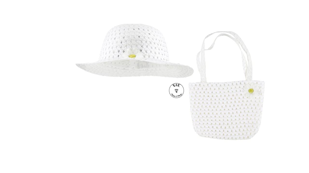V AND E Easter Happy Fun Girls Hat Purse Set Flowers Tea Party Dress Up White