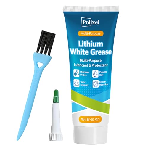 POLIXEL White Lithium Grease – Multi-Purpose Grease for Car Door, Hinges, Bearings, Gears, Sliding Track Auto Grasa De Litio, Rust & Waterproof Lubricant for Marine, Industrial & Household Use 3oz/85g