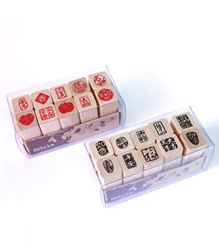 Micia Crafts Chinese Blessing Wooden Rubber Stamps Chinese Wishes #TOP21