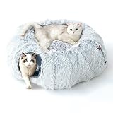 FURRYPAWS Katzentunnel XXL 3-in-1 für Katzen – 160cm Tunnel & Katzenbett, Verstellbar (S/C/Rund), Atmungsaktiv, Stabiler Metallrahmen, Klappbar, Ideal für Große Katzen & Kleintiere