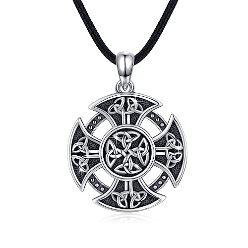 [Concetto di design] - La croce con nodo celtico è uno dei simboli più importanti tra i simboli celtici. Simboleggia la passerella che collega cielo e terra. L'anello al centro della croce rappresenta la circolazione infinita e l'amore eterno. Ha potere magico e un simbolo sacro.