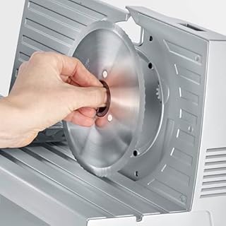 SEVERIN Trancheuse universelle 150 W, Trancheuse électrique pour découpe fine comme épaisse, Trancheuse à jambon, fromage, avec lame en inox, Gris/Inox, AS 3917
