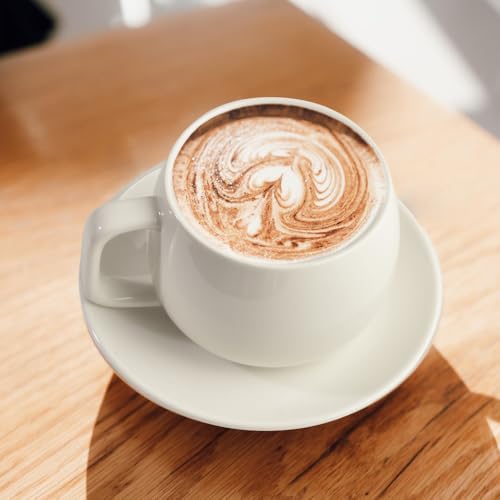 ionEgg Porcelain Cup with Saucer 270ml/9oz, Minimalist Design, Perfect for Latte Cappuccino and Tea, White - Image 4