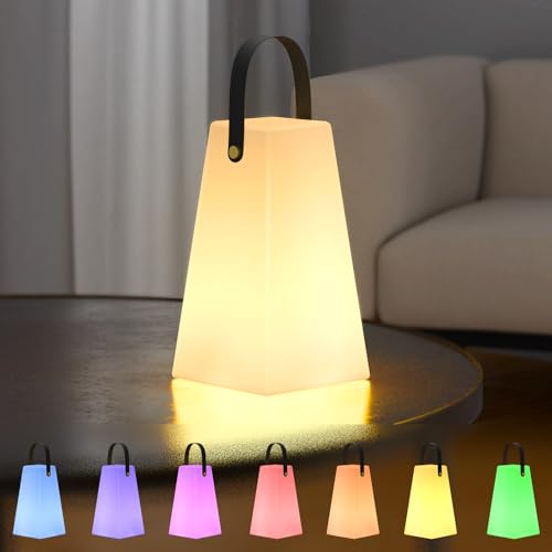 GGII LED Outdoor Lampe mit Fernbedienung Tragbare Tischlampe für Außen mit 8 Farben USB Wiederaufladbare Wasserdichtes Akku Lampe für Garten Aussen...