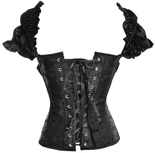 Image of Women's Lace up Gothic Jacquard Shoulder Straps Tank Overbust Shaper Corset Bustiers Top