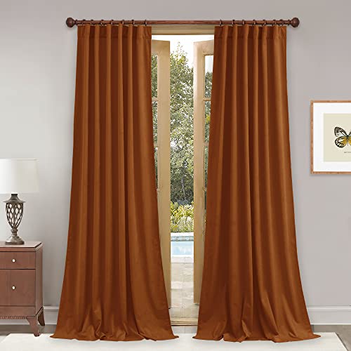 StangH Burnt Orange Velvet Curtains Back Tab Fall Holiday, W52xL102, 2 Pcs