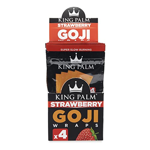 King Palm Goji Berry Wraps - Prerolled Filter Tips - All Natural Rolling Paper - 4 Wraps, 15 Pouches - (Strawberry) #TOP5