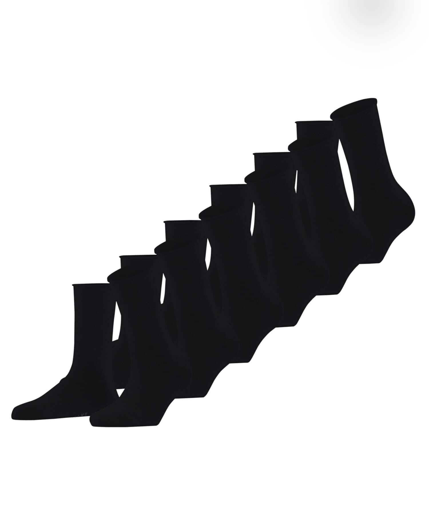 FALKE Women's Happy 6-Pack Socks, Cotton, Black (Black 3000), 2.5-5 (Pack of 6)