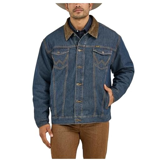 Wrangler Herrfodrade lediga jeans jeansjacka, Denim/filt, L