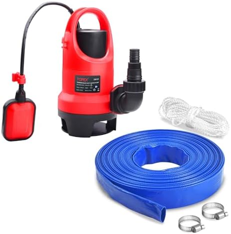 Topex Rope TOPEX 400W Submersible Dirty Water Pump & 25mm X 25m PVC Water Pump 10m ...