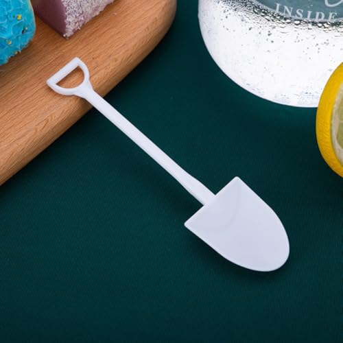 カラフル 使い捨て シェイプ スプーン プラスチック アイスクリーム デザート プリン ミニ シャベル ヨーグルト スプーン シュガー シャベル (個包装で1000個入り,ホワイト)
