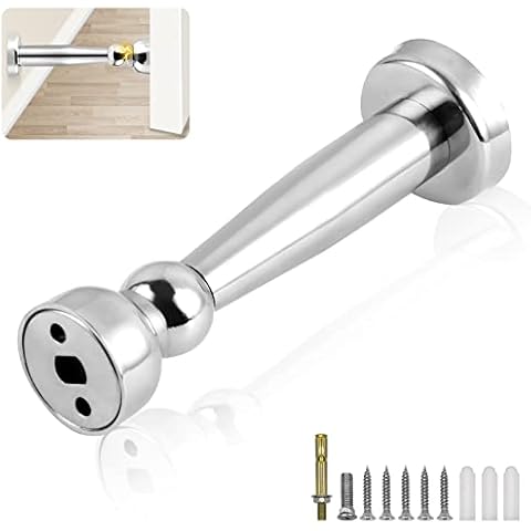 Door Stoppers, Magnetic Door Stop 120mm, Stainless Steel, Floor Wall Mount Magnetic Door Holder Catch, Heavy Duty Soft-Catch Magnetic Doorstop for Bottom of Door, Silver 1Pack Cover