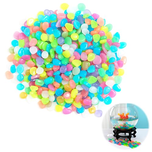 300 Piedras Luminosas para Jardín, Piedras Decorativas Brillantes, Guijarros Fluorescentes Artificiales, Decoración Única para Acuarios, Jardines y Pasarelas (Color)